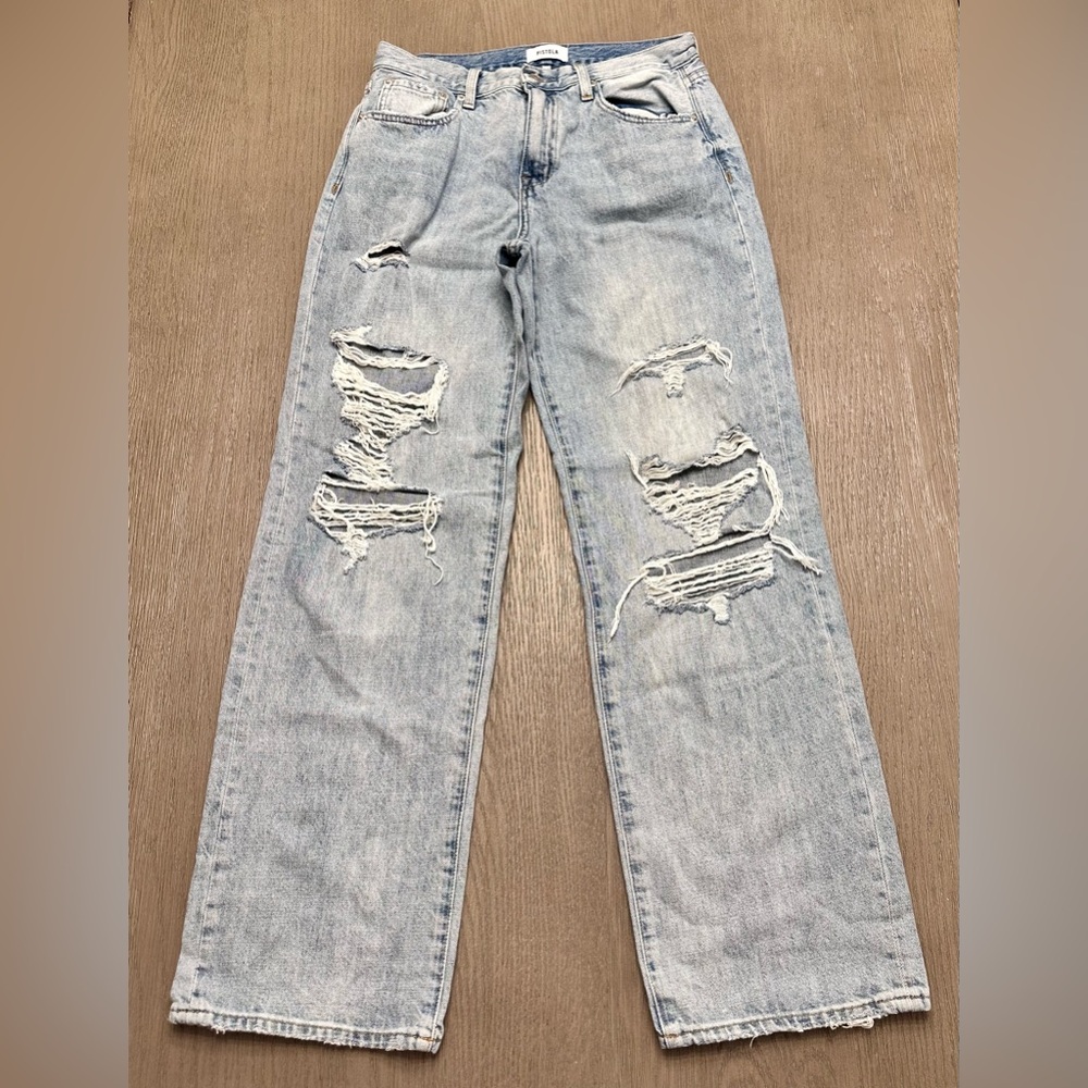 Pistola High Rise Straight Leg Jeans | Distressed | Size 27